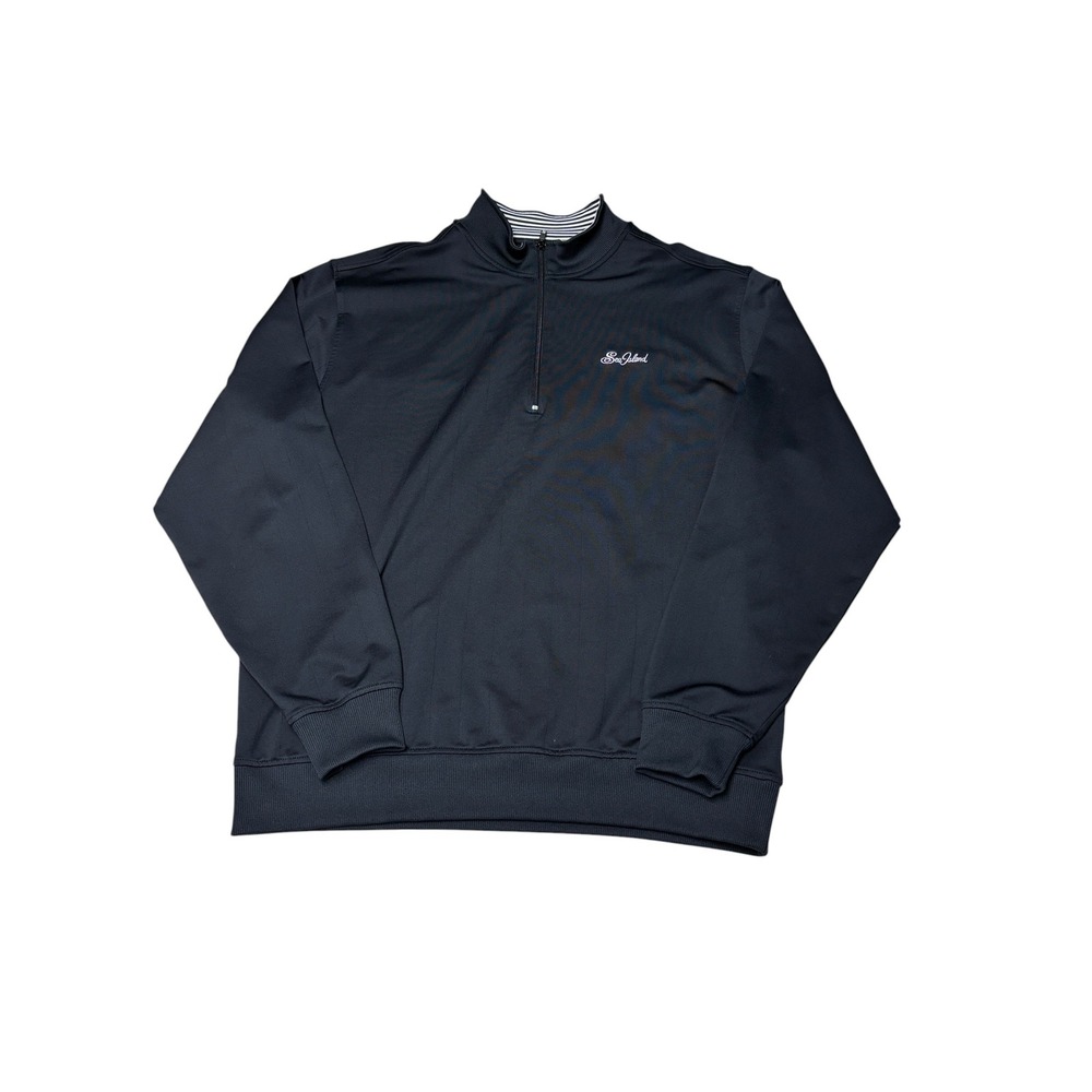 FootJoy x Sea Island  Mens XL Black Quarter Zip Pullover‎ Golf Sweatshirt Stripe